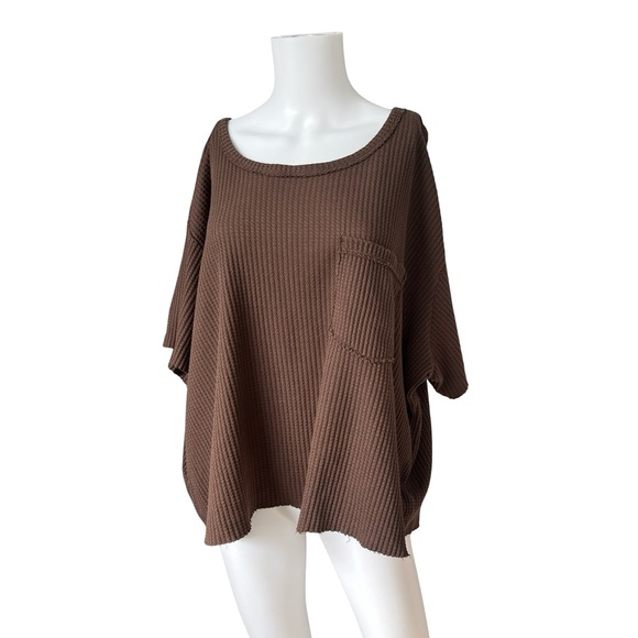 Torrid Brown Waffle Knit Pocket Tee Short Sleeve Neutral Womens Size 3X - Picture 1 of 9